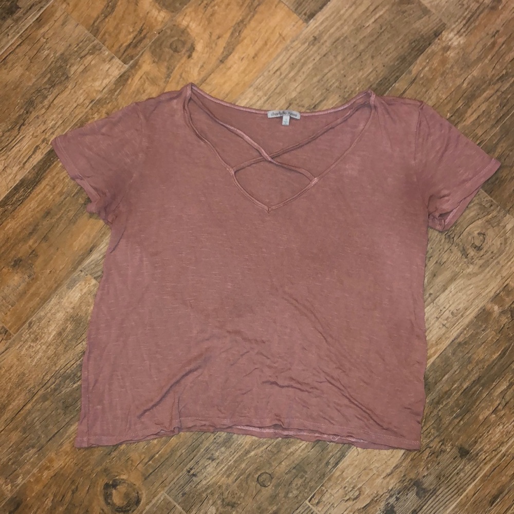 Charlotte Russe pink criss cross top